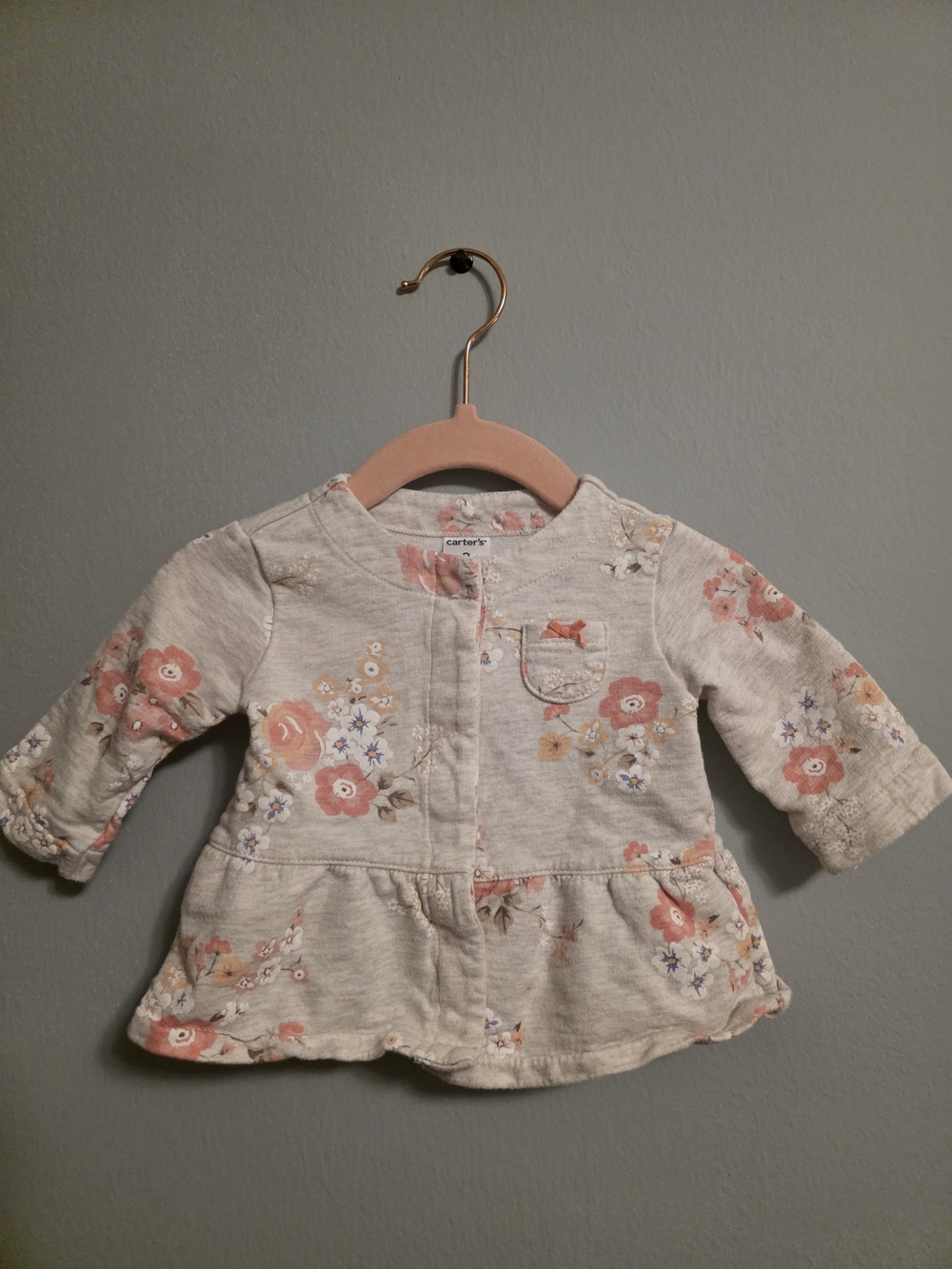 Carter's Gray Peplum Top with Peach Floral Print